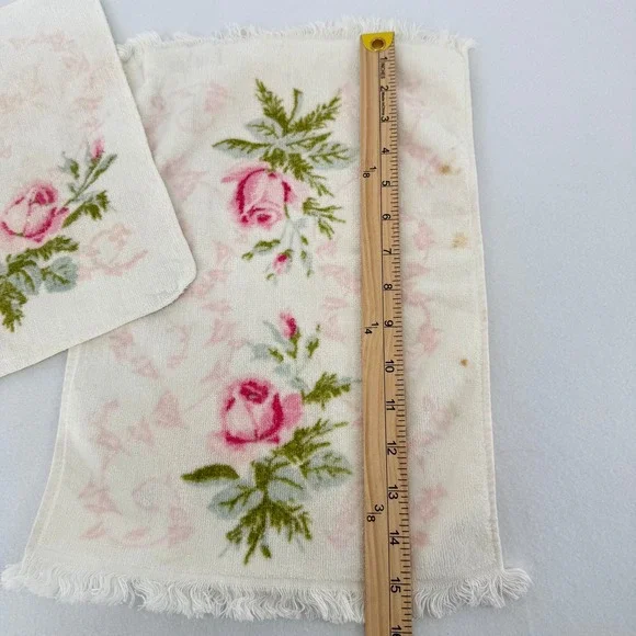 Vintage Martex Terri-Down Towels White Pink Rose Floral Cotton READ - Picture 3 of 8
